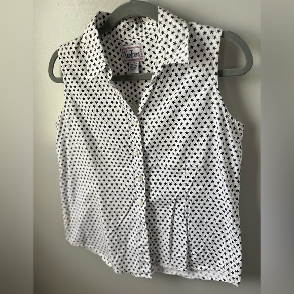 Tantrum star button up medium sleeveless top cotton white - Picture 1 of 9